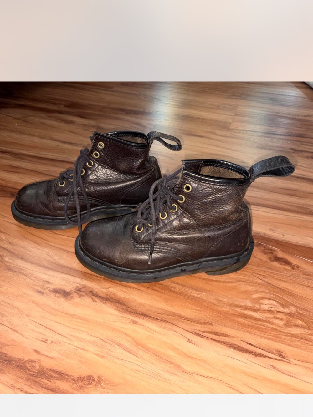 Dr. Martens Kids Brown Leather Lace-Up Ankle Boots
